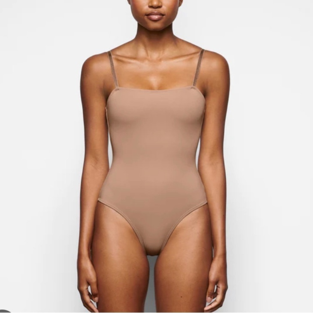 SKIMS Streamline Square-Neck One-Piece in Tan